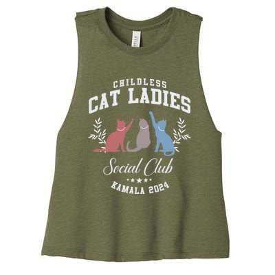 Childless Cat Ladies Social Club Voting Kamala Election 2024 Women's Racerback Cropped Tank