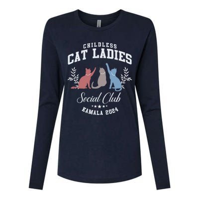 Childless Cat Ladies Social Club Voting Kamala Election 2024 Womens Cotton Relaxed Long Sleeve T-Shirt