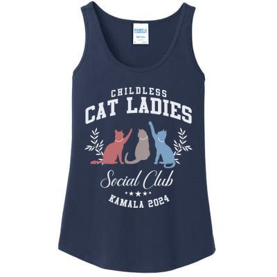 Childless Cat Ladies Social Club Voting Kamala Election 2024 Ladies Essential Tank