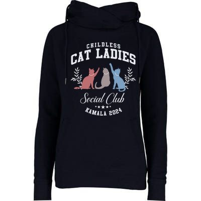 Childless Cat Ladies Social Club Voting Kamala Election 2024 Womens Funnel Neck Pullover Hood