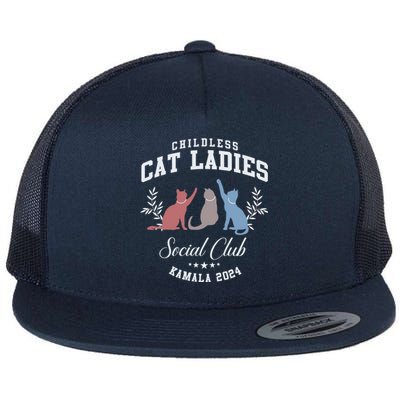 Childless Cat Ladies Social Club Voting Kamala Election 2024 Flat Bill Trucker Hat