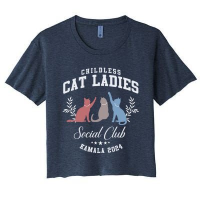 Childless Cat Ladies Social Club Voting Kamala Election 2024 Women's Crop Top Tee