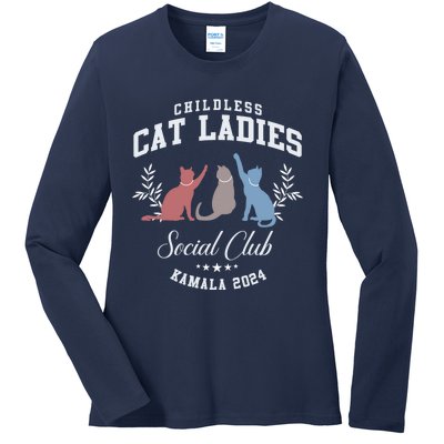 Childless Cat Ladies Social Club Voting Kamala Election 2024 Ladies Long Sleeve Shirt