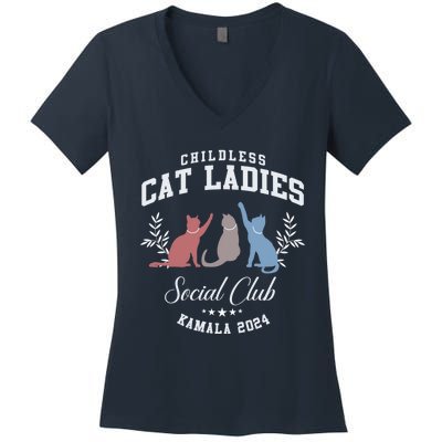 Childless Cat Ladies Social Club Voting Kamala Election 2024 Women's V-Neck T-Shirt