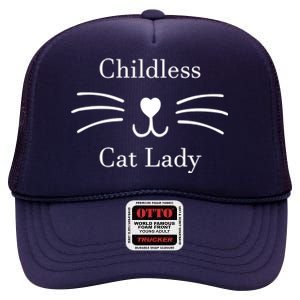 Childless Cat Lady Kamala Harris High Crown Mesh Back Trucker Hat