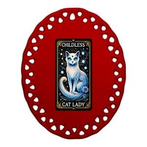 Childless Cat Lady Tarot Card Gift Ceramic Oval Ornament