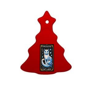 Childless Cat Lady Tarot Card Gift Ceramic Tree Ornament