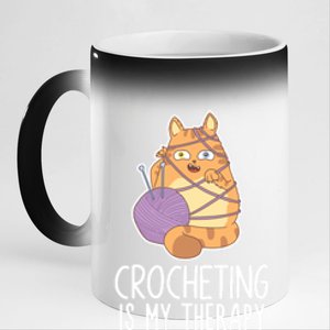 Crocheting Cat Lover Yarn Sewing Knitting Lover Great Gift 11oz Black Color Changing Mug