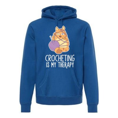 Crocheting Cat Lover Yarn Sewing Knitting Lover Great Gift Premium Hoodie