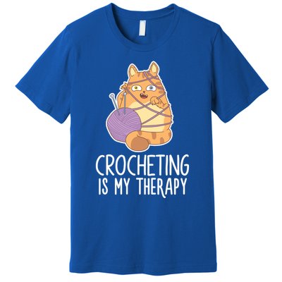 Crocheting Cat Lover Yarn Sewing Knitting Lover Great Gift Premium T-Shirt