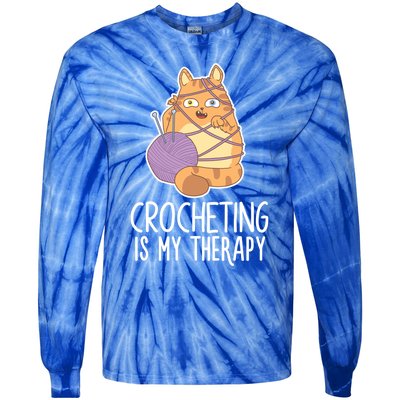 Crocheting Cat Lover Yarn Sewing Knitting Lover Great Gift Tie-Dye Long Sleeve Shirt