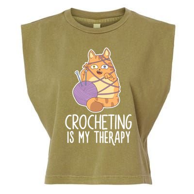 Crocheting Cat Lover Yarn Sewing Knitting Lover Great Gift Garment-Dyed Women's Muscle Tee