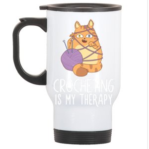 Crocheting Cat Lover Yarn Sewing Knitting Lover Great Gift Stainless Steel Travel Mug