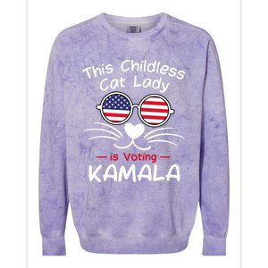 Childless Cat Lady Is Voting Kamala Colorblast Crewneck Sweatshirt