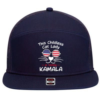 Childless Cat Lady Is Voting Kamala 7 Panel Mesh Trucker Snapback Hat