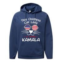 Childless Cat Lady Is Voting Kamala Performance Fleece Hoodie