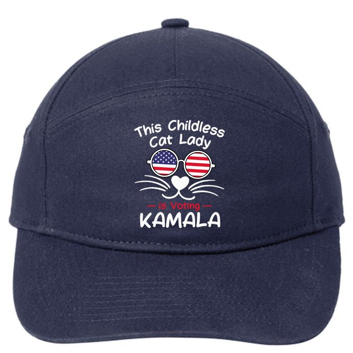 Childless Cat Lady Is Voting Kamala 7-Panel Snapback Hat