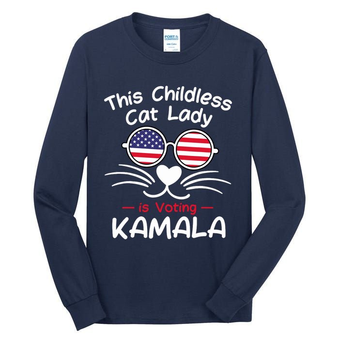 Childless Cat Lady Is Voting Kamala Tall Long Sleeve T-Shirt