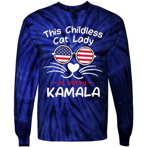 Childless Cat Lady Is Voting Kamala Tie-Dye Long Sleeve Shirt