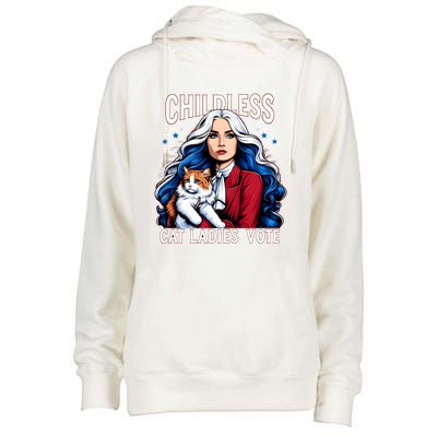 Childless Cat Ladies Vote Cat Ladies Vote Us Election Day Womens Funnel Neck Pullover Hood