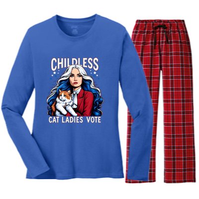 Childless Cat Ladies Vote Cat Ladies Vote Us Election Day Women's Long Sleeve Flannel Pajama Set 