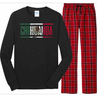 Chihuahua Con La Bandera De México Long Sleeve Pajama Set