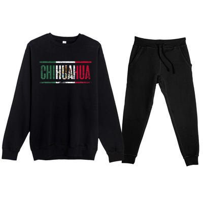 Chihuahua Con La Bandera De México Premium Crewneck Sweatsuit Set