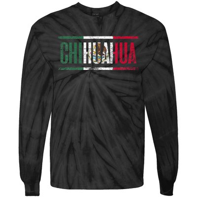 Chihuahua Con La Bandera De México Tie-Dye Long Sleeve Shirt