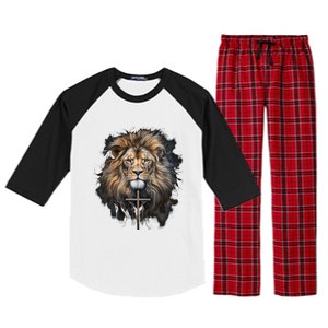 Christian Cross Lion Of Judah Religious Faith Jesus Pastor Gift Raglan Sleeve Pajama Set