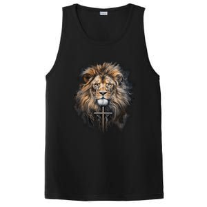 Christian Cross Lion Of Judah Religious Faith Jesus Pastor Gift PosiCharge Competitor Tank