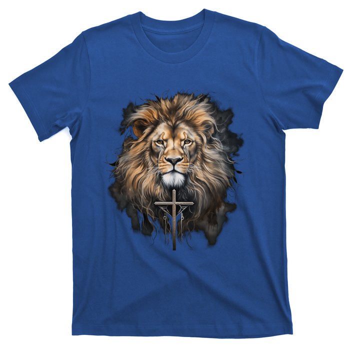 Christian Cross Lion Of Judah Religious Faith Jesus Pastor Gift T-Shirt