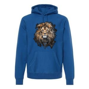 Christian Cross Lion Of Judah Religious Faith Jesus Pastor Gift Premium Hoodie