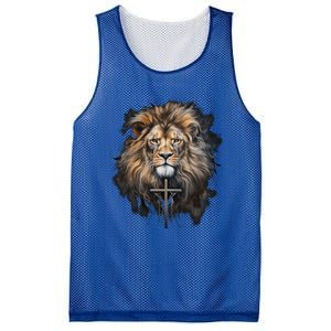 Christian Cross Lion Of Judah Religious Faith Jesus Pastor Gift Mesh Reversible Basketball Jersey Tank