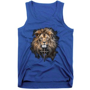 Christian Cross Lion Of Judah Religious Faith Jesus Pastor Gift Tank Top