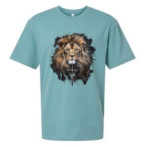 Christian Cross Lion Of Judah Religious Faith Jesus Pastor Gift Sueded Cloud Jersey T-Shirt