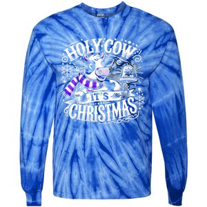 Christmas Cow Lover Cows Christmas Farmer Gift Tie-Dye Long Sleeve Shirt