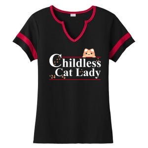 Childless Cat Lady 2024 Kamala Harris Election Ladies Halftime Notch Neck Tee