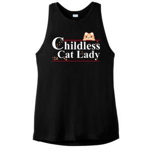 Childless Cat Lady 2024 Kamala Harris Election Ladies PosiCharge Tri-Blend Wicking Tank