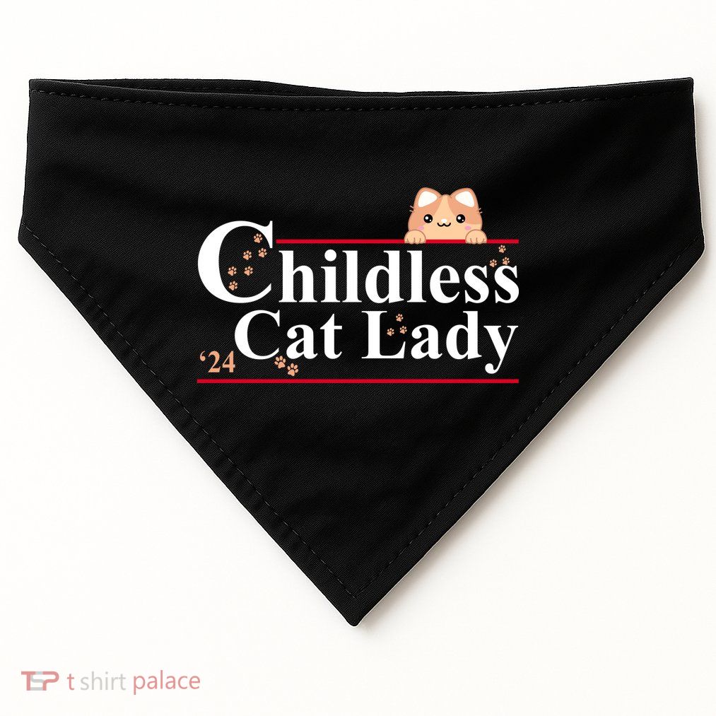 Childless Cat Lady 2024 Kamala Harris Election USA-Made Doggie Bandana