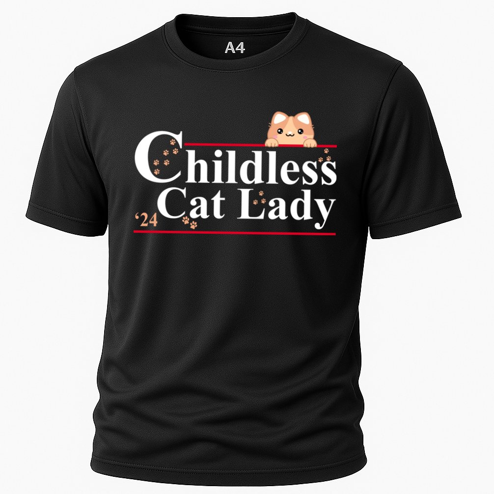 Childless Cat Lady 2024 Kamala Harris Election Cooling Performance Crew T-Shirt