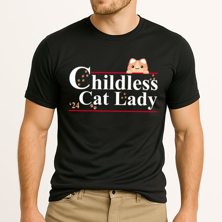 Childless Cat Lady 2024 Kamala Harris Election Cooling Performance Crew T-Shirt