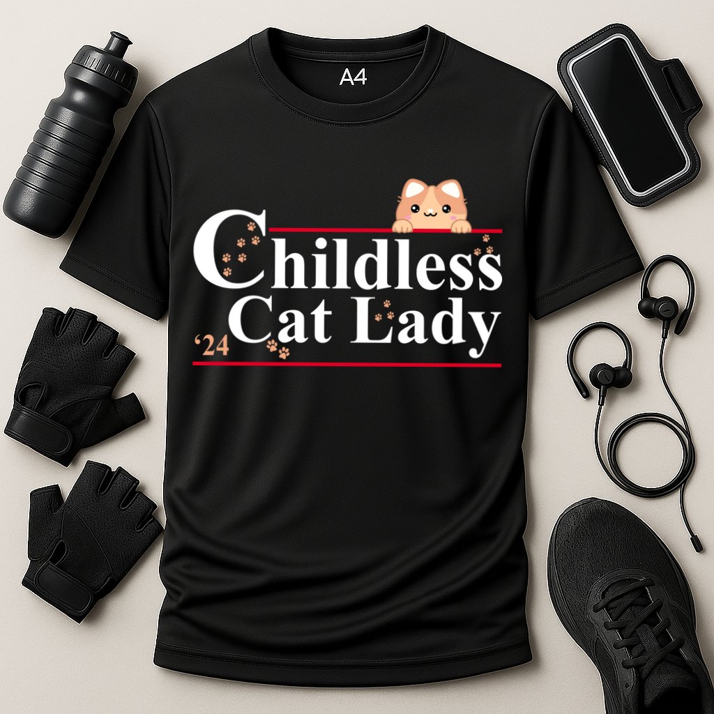 Childless Cat Lady 2024 Kamala Harris Election Cooling Performance Crew T-Shirt