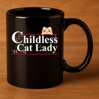 Childless Cat Lady 2024 Kamala Harris Election 11oz C Handle Ceramic Mug