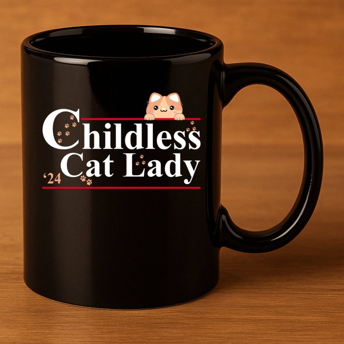 Childless Cat Lady 2024 Kamala Harris Election 11oz C Handle Ceramic Mug