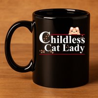 Childless Cat Lady 2024 Kamala Harris Election 11oz C Handle Ceramic Mug
