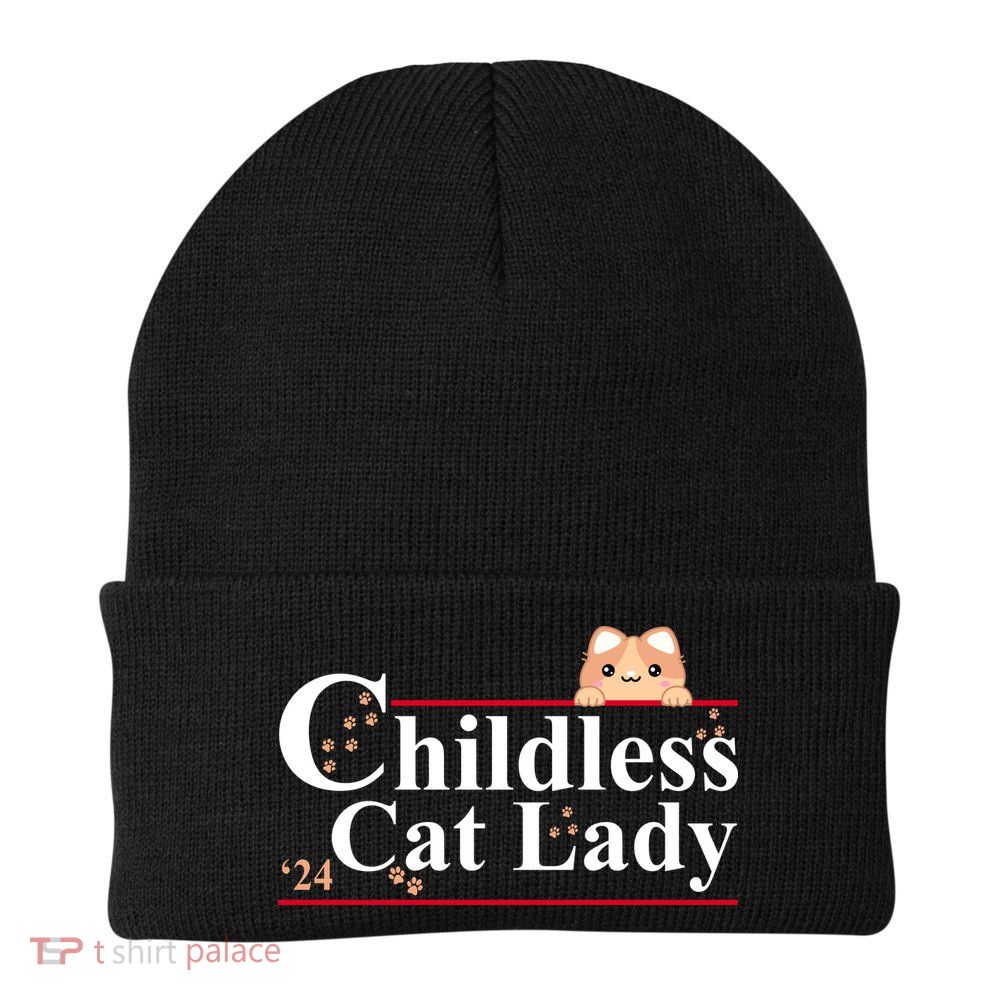 Childless Cat Lady 2024 Kamala Harris Election Knit Cap Winter Beanie