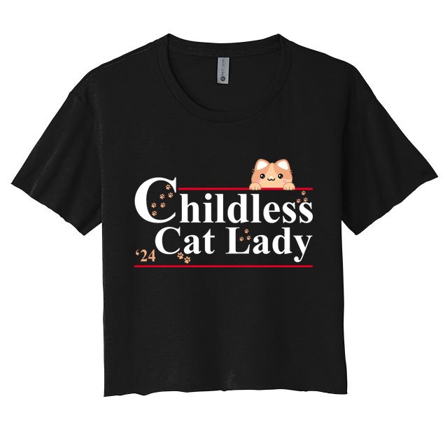 Childless Cat Lady 2024 Kamala Harris Election Crop Top