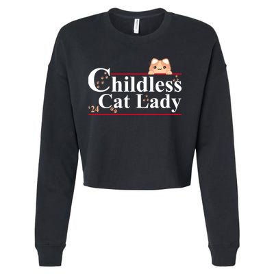 Childless Cat Lady 2024 Kamala Harris Election Cropped Pullover Crew