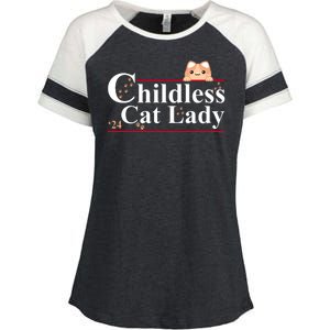 Childless Cat Lady 2024 Kamala Harris Election Enza Ladies Jersey Colorblock Tee