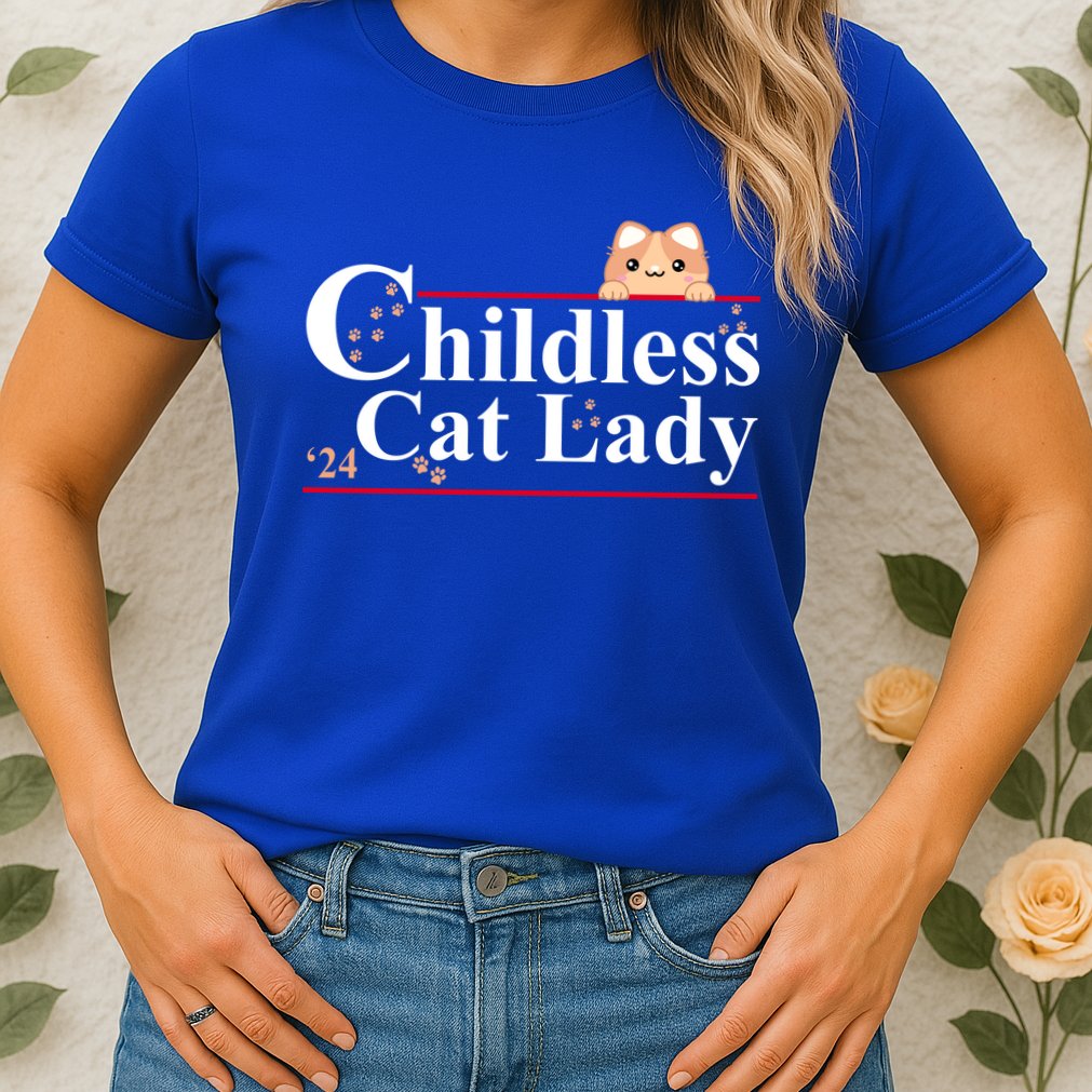 Childless Cat Lady 2024 Kamala Harris Election Womens T-Shirt